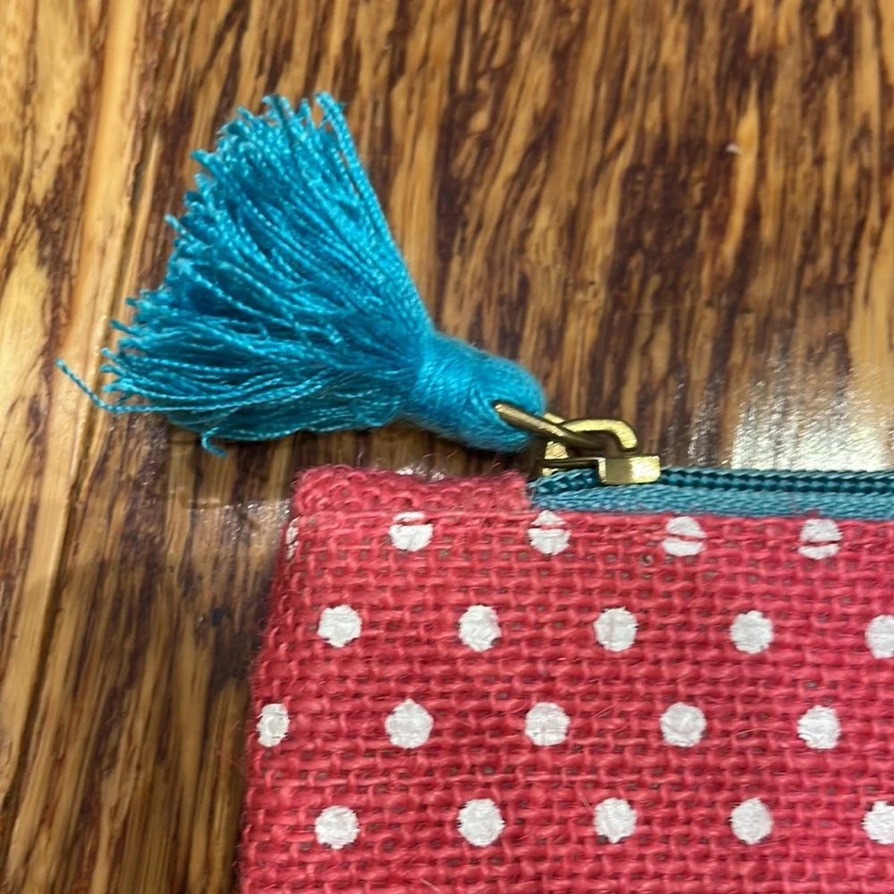 Mud Pie be-you-tiful pink polka dot cosmetics pouch
